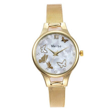 Load image into Gallery viewer, Modern Fashion Gold Quartz Watch Butterfly Women Mesh Stainless Steel Watch Band High Quality Casual Wristwatch Gift for Female