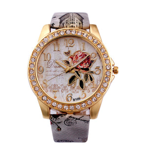 Ladies belt with diamond flower butterfly watch Women's Watches relogio feminino Cloc