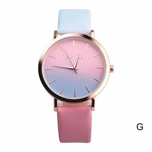 Fashion WristWatch Retro Rainbow Design Women Dress Watch Quartz Leather Watches