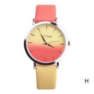 Fashion WristWatch Retro Rainbow Design Women Dress Watch Quartz Leather Watches