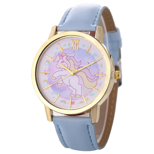 Girl Boy Unicorn Watch Analog Display Faux Leather Quartz Wrist Watch Xmas Gift relogio masculino man