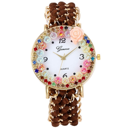 New Geneva Bracelet Watch Luxurious Multilayer Pearl Chain Women's Quartz Watch Ladies Fashion Party