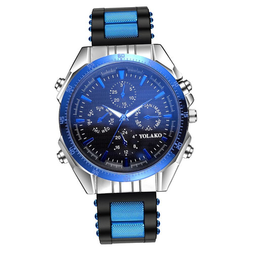 New Brand Fashion Men Watch Men Silicone & Alloy Band Quartz Wristwatch Male Clock